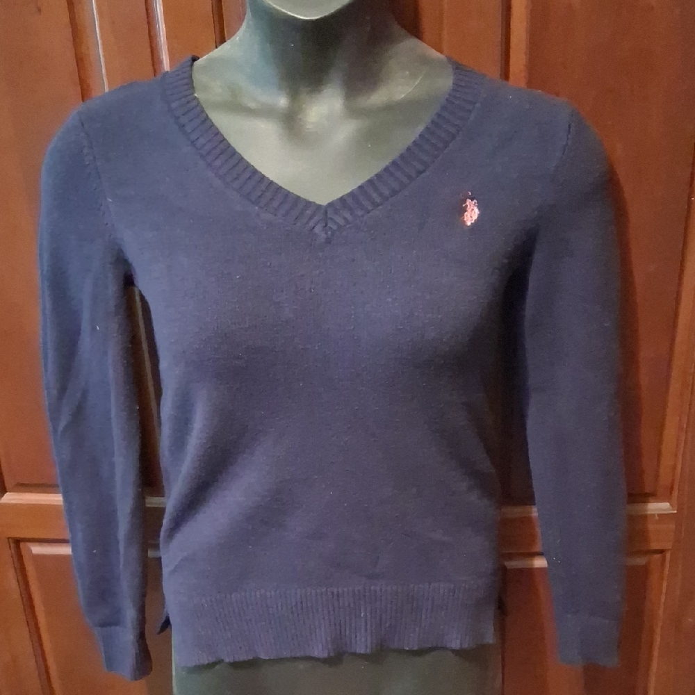 U.S. Polo Assn. Dark Blue V-Neck Sweater